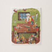 ワークショップに小人が参加したヴィンテージクリスマスサンタ ジグソーパズル (縦)