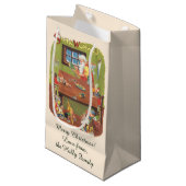 ワークショップに小人が参加したヴィンテージクリスマスサンタ スモールペーパーバッグ (正面アングル)