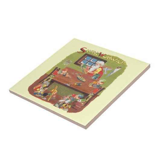 ワークショップに小人が参加したヴィンテージクリスマスサンタ タイル (側面)