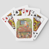 ワークショップに小人が参加したヴィンテージクリスマスサンタ トランプ (裏面)