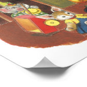 ワークショップに小人が参加したヴィンテージクリスマスサンタ ポスター (角)