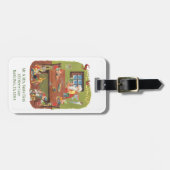 ワークショップに小人が参加したヴィンテージクリスマスサンタ ラゲッジタグ (正面横)