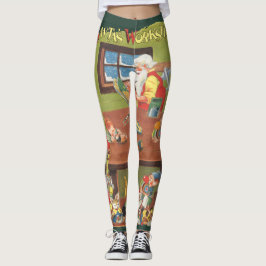 ワークショップに小人が参加したヴィンテージクリスマスサンタ レギンス