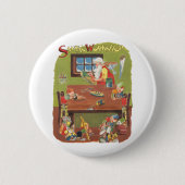 ワークショップに小人が参加したヴィンテージクリスマスサンタ 缶バッジ (正面)