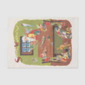 ワークショップに小人が参加したヴィンテージクリスマスサンタ 薄葉紙 (正面)