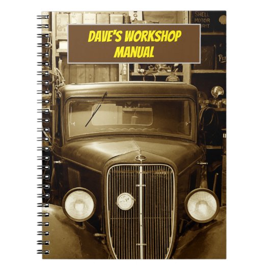 ワークショップのセピア・ヴィンテージ・カー ノートブック (正面)