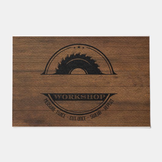 ワークショップドアマット、カスタム工房の看板 ドアマット (正面)