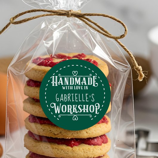 ワークショップパーソナライズされたで愛で手作りグリーン ラウンドシール