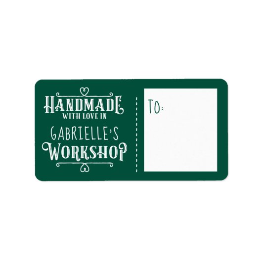 ワークショップパーソナライズされたで愛で手作りグリーン ラベル (正面)