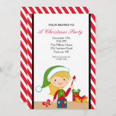 ワークショップ小妖精や小人で作業する愛らしいパーティー招待状 招待状 (正面/裏面)