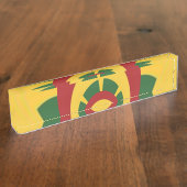 ワークスパーソナライズされたペース：赤鮮やか金色の緑 デスクネームプレート (側面)