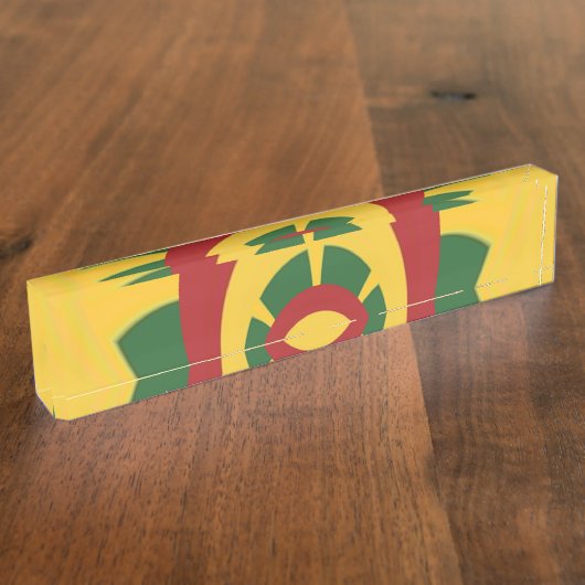 ワークスパーソナライズされたペース：赤鮮やか金色の緑 デスクネームプレート (側面)