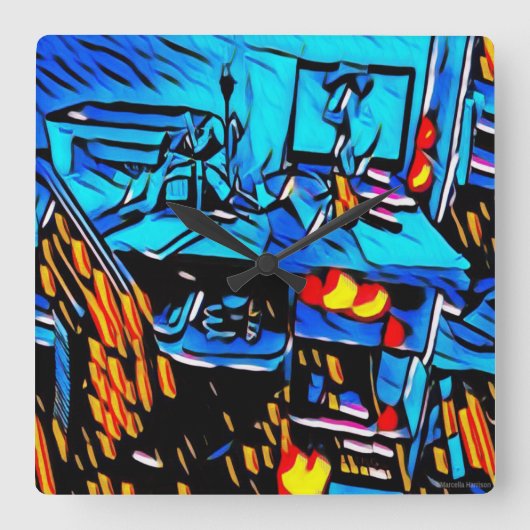 ワークスペースのランチアート スクエア壁時計 (正面)