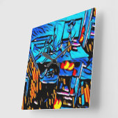 ワークスペースのランチアート スクエア壁時計 (傾斜)