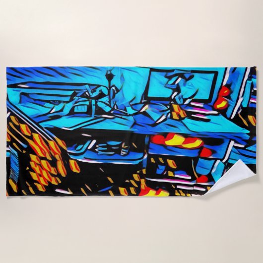 ワークスペースのランチアート ビーチタオル (正面)