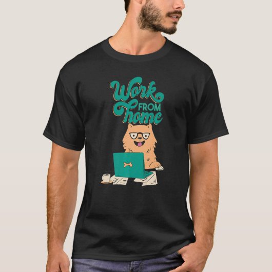 ワークフリーランサー犬コーヒーマウス可愛いスマイルボーンd tシャツ (正面)