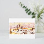 ワークヤード、ピンクの空はがき ポストカード (スタンド正面)