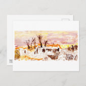 ワークヤード、ピンクの空はがき ポストカード (正面/裏面)