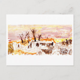 ワークヤード、ピンクの空はがき ポストカード