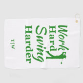 ワーク懸命スイングハードゴおもしろいルフテーマ ゴルフタオル (横)