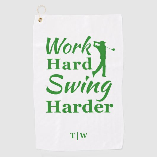 ワーク懸命スイングハードゴおもしろいルフテーマ ゴルフタオル (正面)