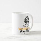 ワーク懸命スライ硬やる気を起こさせる- コーヒーマグカップ (正面右)