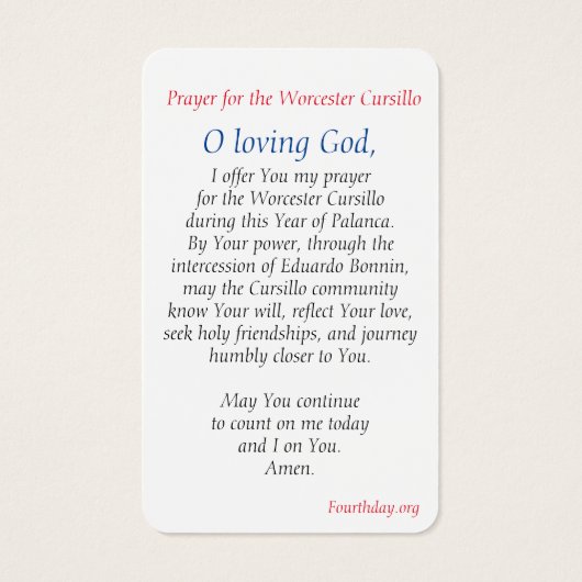 ワースターカーシロ祈りの言葉カード (裏面)