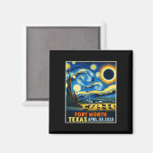 ワーステキサス州太陽のトータルEclipse 2024星空の夜 マグネット (正面/裏面)