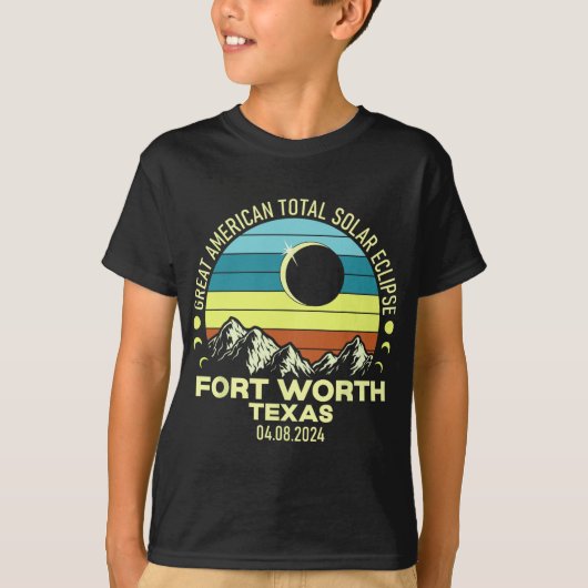 ワーステキサス州太陽の皆既食2024 Tシャツ (正面)