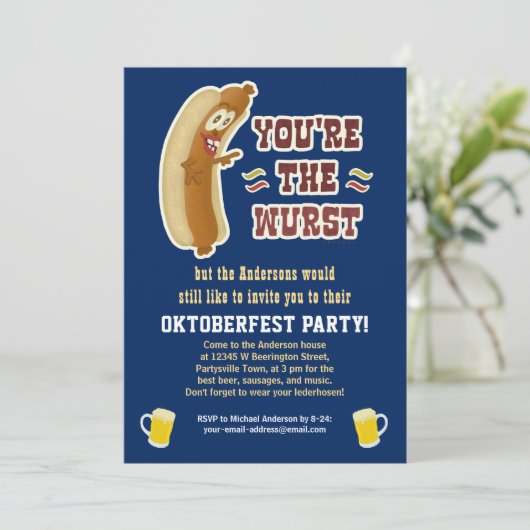 ワーストおもしろいブラートウルストオクトーバーフェストユーモアとビール 招待状 (スタンド正面)