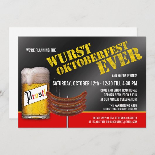 ワーストオクトーバーフェストパーティの招待状 招待状 (正面/裏面)