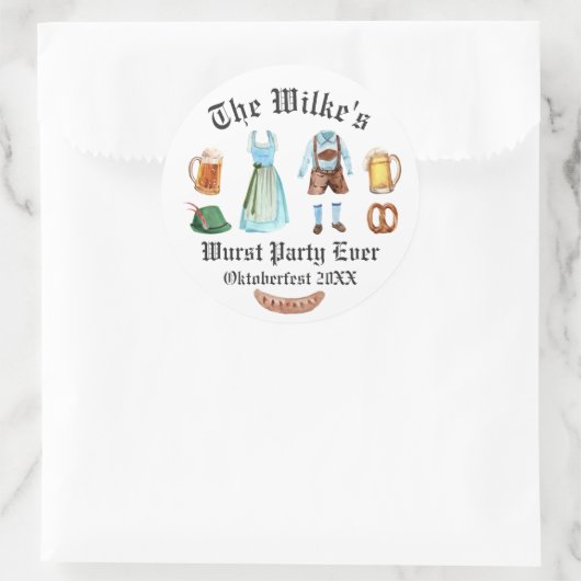 ワーストパーティーエバー |水彩オクトーバーフェストシール ラウンドシール (バッグ)