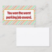 ワースト・パーキング・ジョブ賞。 コーリングカード (正面/裏面)