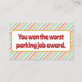 ワースト・パーキング・ジョブ賞。 コーリングカード