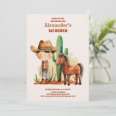 ワースト・ファースト・ロデオ ワイルドウェストカウボーイ 1歳の誕生日 招待状 (スタンド正面)