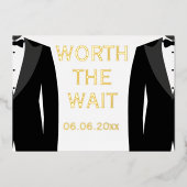 ワース実在ザゴールドフォイルゲイ結婚 箔招待状 (正面)