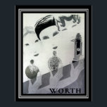 ワース1930デコフランスのパルフムAd 16 x 20 ポスター<br><div class="desc">非常ユニーク、フランスのアールデコ・パルフム広告16 x 20</div>