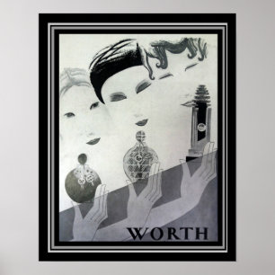 ワース1930デコフランスのパルフムAd 16 x 20 ポスター