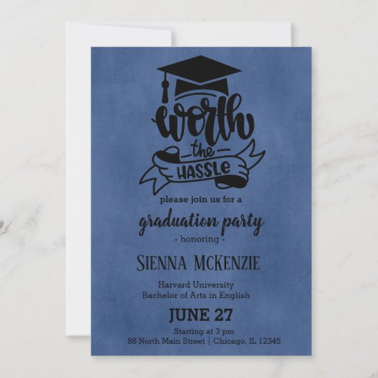 ワース・ザ・ハッスル – ブルー 招待状 (正面)