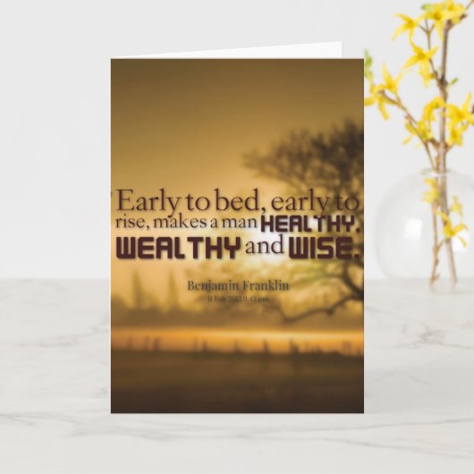 ワーズやる気を起こさせる- Benjamin Franklin引用文 カード (黄色い花)