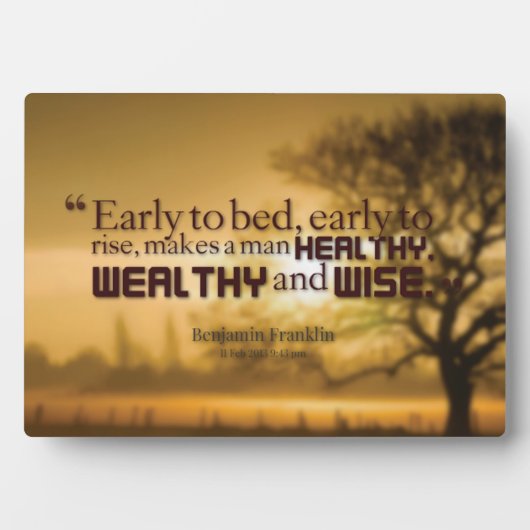 ワーズやる気を起こさせる- Benjamin Franklin引用文 フォトプラーク (正面)