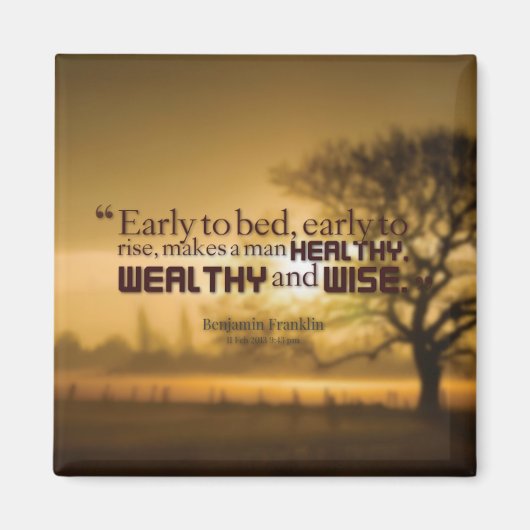 ワーズやる気を起こさせる- Benjamin Franklin引用文 マグネット (正面)