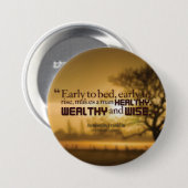 ワーズやる気を起こさせる- Benjamin Franklin引用文 缶バッジ (正面&裏面)