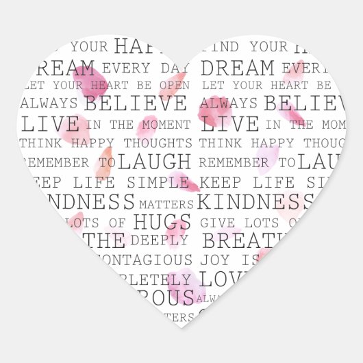 ワーズ感動的ピンクピーチバラ花びら ハートシール (正面)