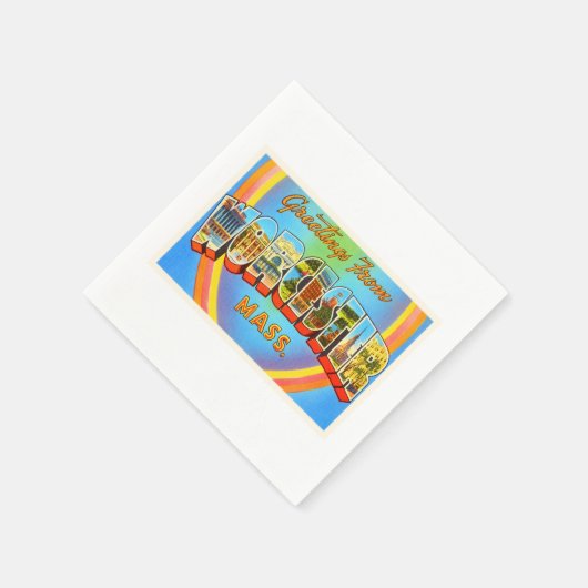 ワーチェスター・マサチューセッツ州MAヴィンテージ旅行お土産 スタンダードカクテルナプキン (角)
