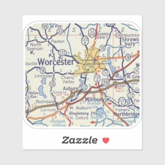 ワーチェスターMAヴィンテージマップ シール (シート)
