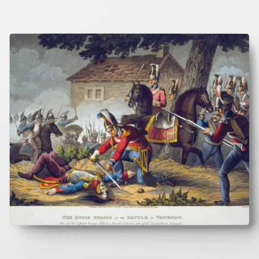 ワーテルローの戦いの馬の衛兵、彫刻 フォトプラーク (正面)