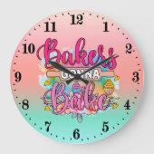 ワードアートを焼くかわいいパン屋 ラージ壁時計 (正面)