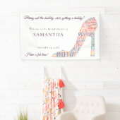 ワードアートシューズ名おもしろいパープルブライダルシャワー 横断幕 (インサイチュ)