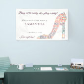 ワードアートシューズ名おもしろいパープルブライダルシャワー 横断幕 (トレードショー)